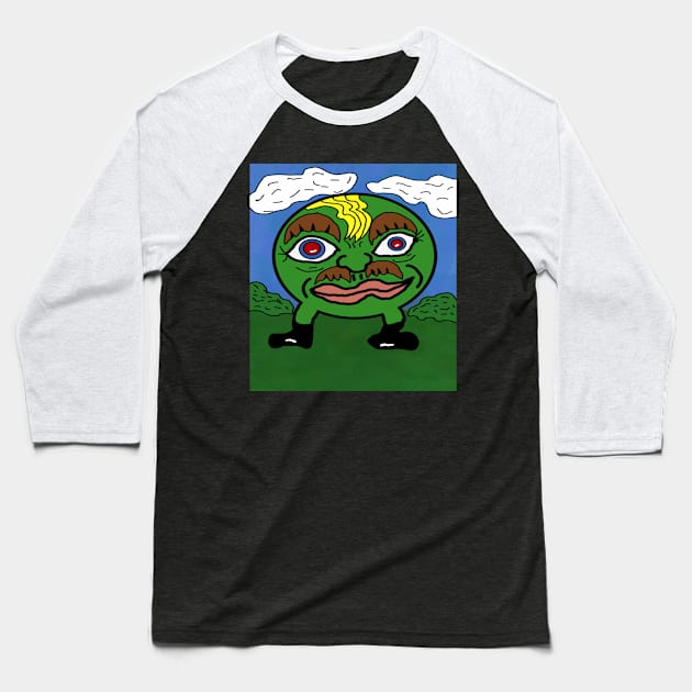 green ball lizard creature with mustache Baseball T-Shirt by Catbrat